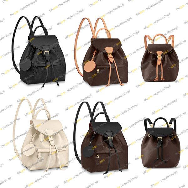 elegante M45205 M45515 MONTSOURIS PM elegante masculino feminino couro genuíno emobss lona fivela mochila mochila bolsa bolsa de ombro