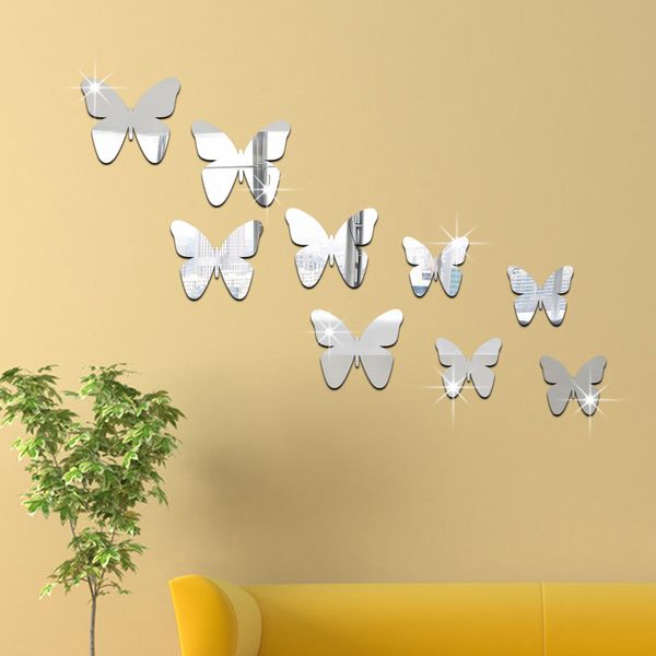 Wall Sticker Living Room Kid's Room Home Decoration Wall Decor Butterfly Combination 3D Mirror Wall Stickers DIY Sticker Decals