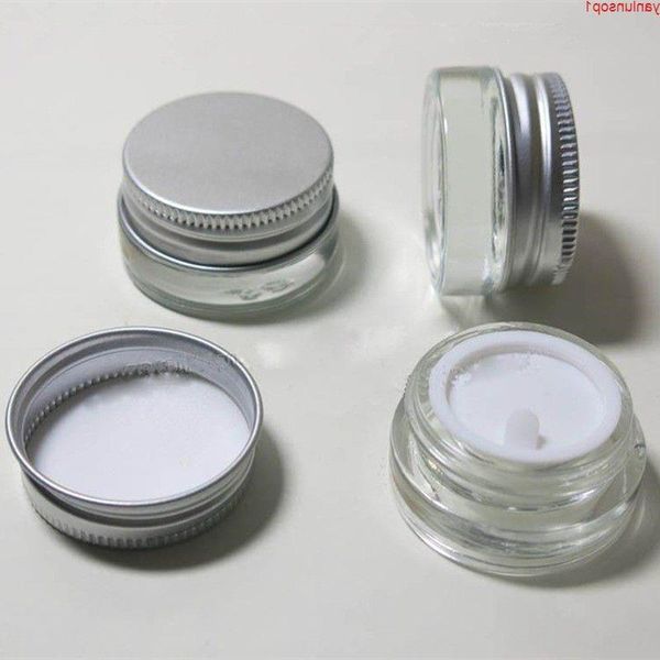 5-g-Cremedose aus Klarglas mit silbernem Aluminiumdeckel, 5-Gramm-Kosmetikdose, Verpackung für Probe/Augencreme, 5-g-Miniflaschenversand Dcujn
