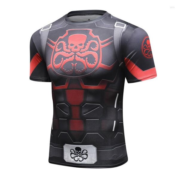 T-shirt da uomo T-shirt stampata 3D Uomo Compressione Manica corta Sport Top Bodybuilding Fitness Calzamaglia Homme Anime Costume cosplay maschile