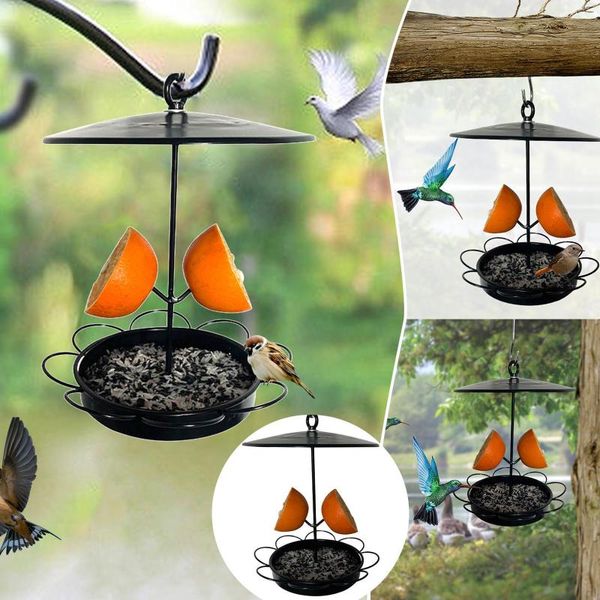 Outros suprimentos para pássaros Alimentador de metal ao ar livre Pendurado Tigela Design Laranja Frutas Ótimo para jardim Alimentadores grandes Esquilo pequeno