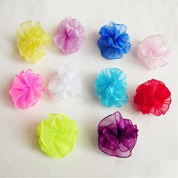 Vestuário para cães 100 unidades/lote Candy Color Laços de cabelo Gaze Flor Puffs Acessórios para cães Acessórios para cuidados com animais de estimação Presente Entrega direta em casa Jardim Dhmqz