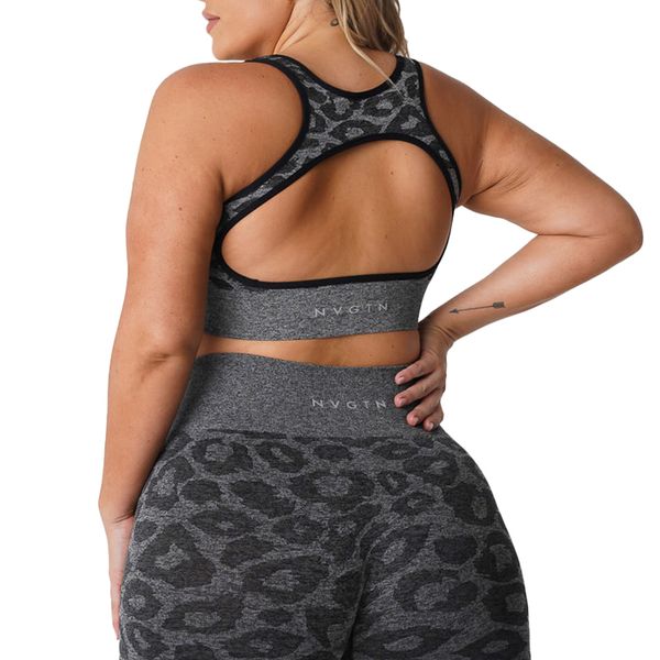 Yoga Outfit NVGTN Wild Thing Seamless Leopard Eclipse Seamless Sutiã Spandex Top Mulher Fitness Elástico Respirável Peito Sports Underwear 230613