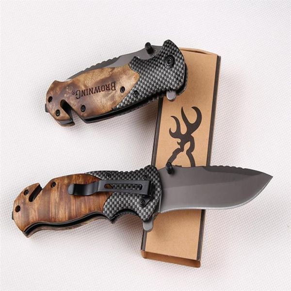 Cabo de madeira Browning X50 FACA Man039s Canivete de bolso Presente Camping Ao ar livre Tactical Folding Knives Ferramentas Outdoor EDC TOOL Surviva962201E