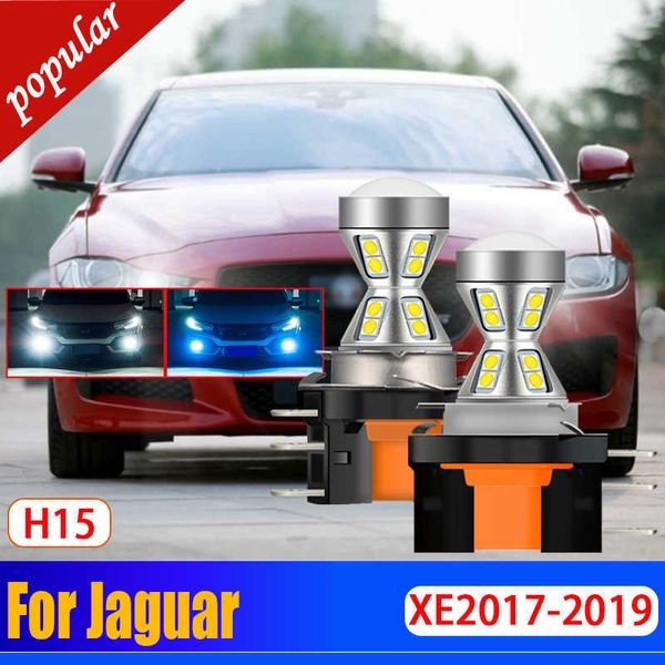 Novo 2 pçs carro alto brilhante canbus erro livre h15 led drl sinal dianteiro dia lâmpada lâmpada de circulação diurna para jaguar xe 2017 2018 2019