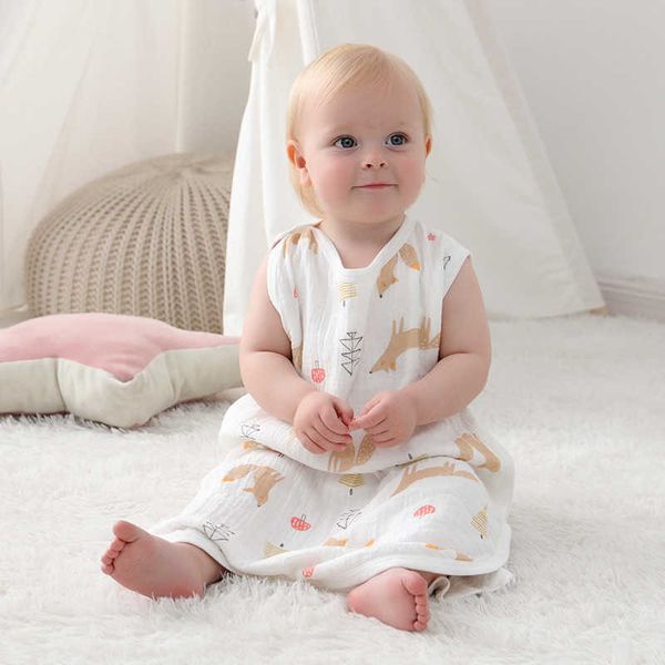 Sacchi nanna Gilet senza maniche in garza di cotone per neonati in mussola per abiti da neonato
