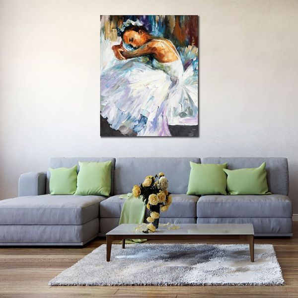 Аннотация Canvas Art Art Balleerina Ручная фигуративная живопись для отелей декор современный