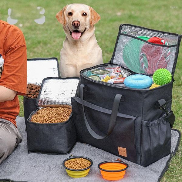 Coprisedili per auto per cani Borsa da viaggio per animali domestici Zaino Borsa per alimenti con 2 ciotole e cestini pieghevoli in silicone