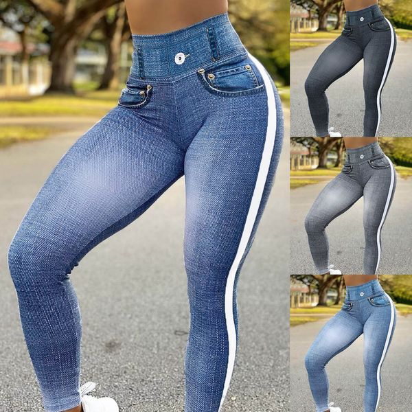 Womens Jeans Women Casual Simulation Fitted Slim Leggings elastici a vita alta sotto i pantaloncini da abito 80s Outfit per 230614