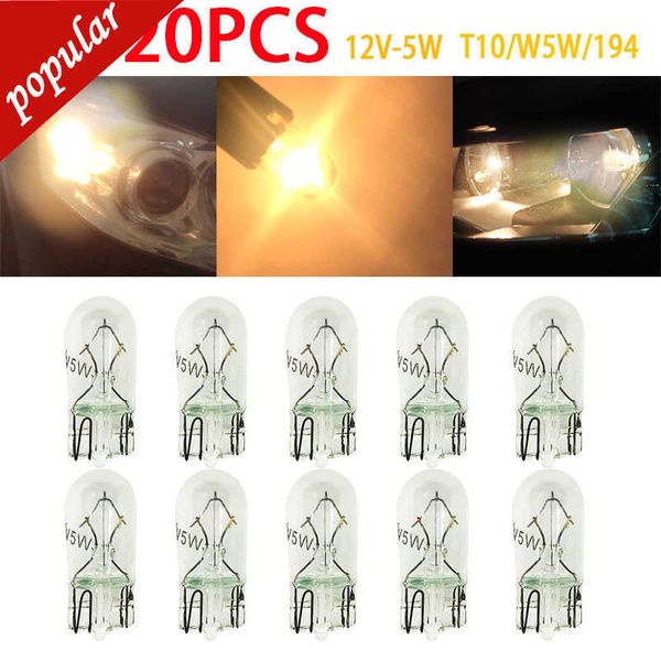 Nuovo 10 / 20Pcs T10 W5W 194 168 2825 Clear Interior Dome Signal Lamps Vetro 12V 5W Luci alogene Singolo filamento Lampadine per auto