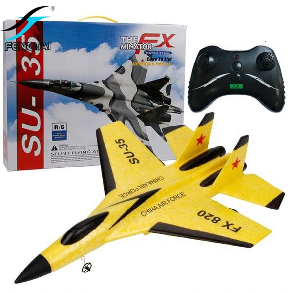 ElectricRC Aircraft FX803 RC Plane Toys EPP Foam Electric 2 CH Z51 Z50 RTF Radio Remote Control SU-35 Tail Pusher Quadcopter Glider Aircraft Model 230613