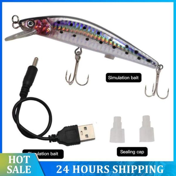 Iscas Iscas Iscas de pesca Simulação elétrica Isca biônica de contração USB Isca artificial recarregável Swimbait Acessórios de pesca Equipamentos 230613