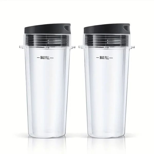 2 Pack 16oz Blender Cup Set для запасных деталей ниндзя, одиночная чашка с крышкой для BL770 BL780 BL660 BL740 BL810 Nutri Ninja Series Blender