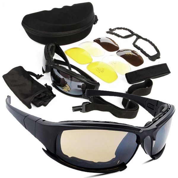 Óculos de esportes ao ar livre Equipamento de proteção para caça e tiro Airsoft Óculos de sol para ciclismo C7 Óculos de tiro tático NO02019178256K