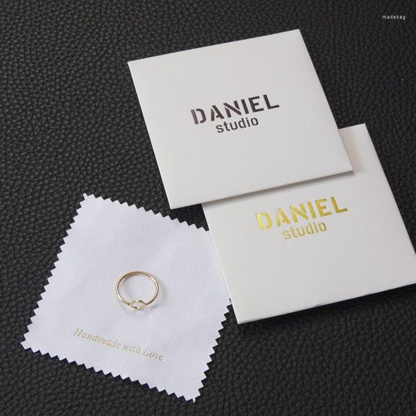 Confezione regalo 100pz Panni per lucidatura personalizzati Panno per la pulizia di gioielli personalizzati con logo 8x8cm