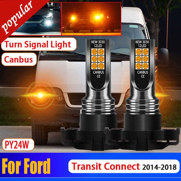 Novo 2 Pcs Carro PY24W CANBUS Sem Erro Lâmpada LED Turn Signal Light Lâmpada Indicadora Dianteira Para Ford Transit Connect 2014 2015 2016 2017 2018