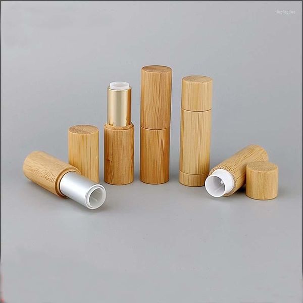 Garrafas de armazenamento Tubo de batom de bambu Lip Gross Containe Garrafa recarregável DIY Garrafa recarregável ecológica Biodegradável Recipiente vazio