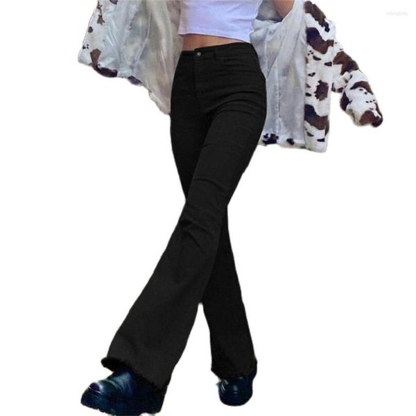 Jeans Feminino Calça Cowboy Feminina Cintura Alta Lavagem com Água Elástica Moda Estilo Europa-EUA