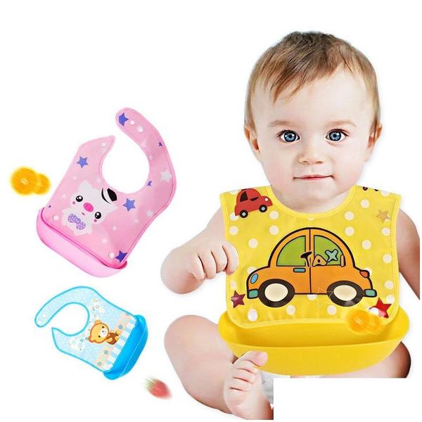 Lätzchen Burp Tücher Peva Wasserdicht Cartoon Baby Mädchen Junge Speichel Abnehmbare Lätzchen Essen Sile Snap Schnalle Auto Bar 1 8WD Q2 Drop Lieferung Dhjyd