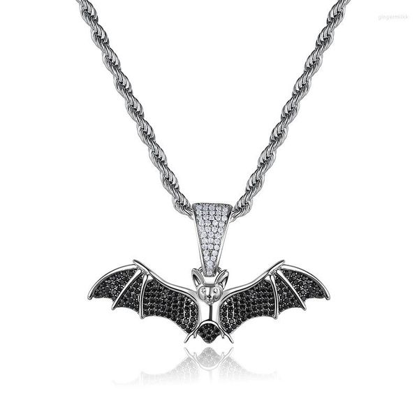 Collane con ciondolo Collana con pipistrello in zircone nero per uomo Donna Moda Hip Hop Punk Gothic Party Jewelry Drop