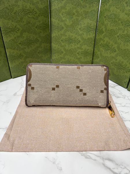 Portafoglio da donna con cerniera di design Portafoglio lungo con bottone in bambù di lusso Portafoglio multi carta Tasca con cerniera di grande capacità Pochette Ricamo jacquard Grande lettera Borse da donna