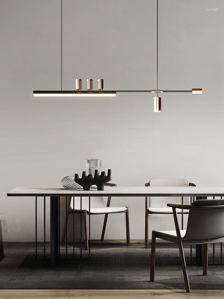 Подвесные лампы современный легкий роскошный простая столовая лампа высокий уровень смысл прорезок бар кухня внутренняя отделка освещение