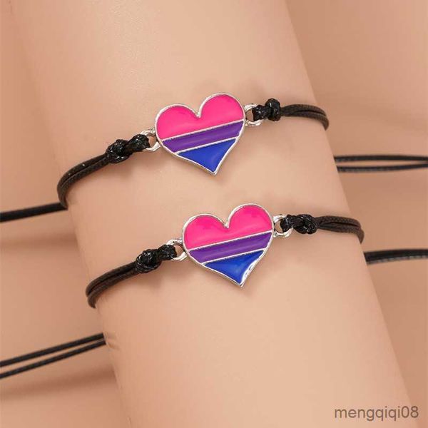 Pulseiras Amor Coração Trançado Pulseira Para Gay Lésbica Tecido à Mão Ajustável Amizade Jóias Presentes R230614