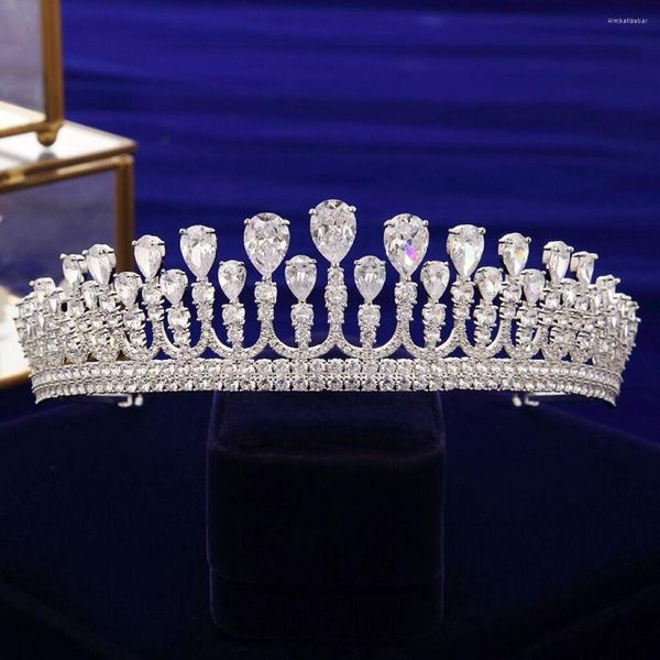 Grampos de cabelo Royal European Zircônia Noivas Coroas Tiaras Tiaras de Cristal Nupcial Tiaras Acessórios de Casamento