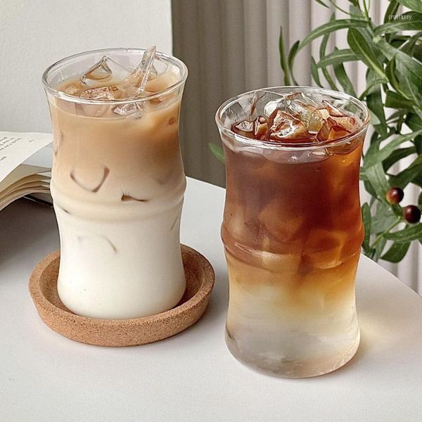 Bottiglie d'acqua Tazza in vetro resistente alle alte temperature Borosilicato di bambù Ice N Latte Coffee Drink