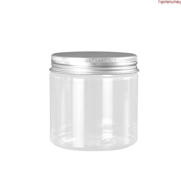 Frasco de plástico 200g 200ml pote de creme cosmético tampa de alumínio tampa recipiente PET transparente latas de embalagem de alimentos vazias 22pcs alta quantidade Gosis