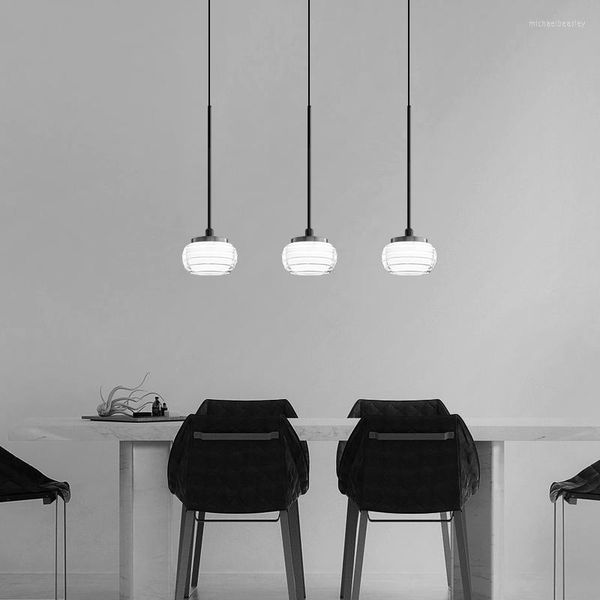 Luminárias pendentes modernas minimalistas sala de jantar preto pequeno lustre restaurante bar led iluminação interna para casa pendurada no teto
