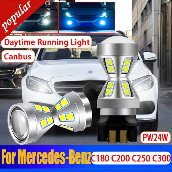 Novo 2x Canbus Error Free PW24W LED Front Turn Signal Day Daytime Running Light Bulbs Para Mercedes-Benz C180 C200 C250 C300 C350 C400