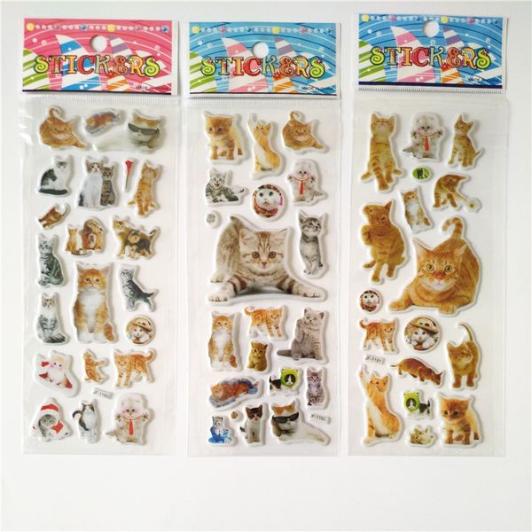 Crianças Brinquedo Adesivos 6pcs Desenhos Animados Animais de Estimação Cute Marie Cat Adesivo 3D Scrapbook Animal Mary Borboleta Cachorro Bolha Adesivos Recompensa Menina Presente de Natal 230613