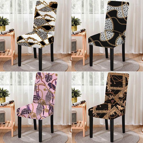 Fodere per sedie Leopard Rose Pattern Tosse elastica Lavabile Coprisedia da ufficio antivegetativa per ristorante per banchetti