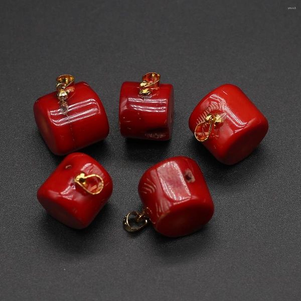 Collane con ciondolo 1 Pz Naturale Mare Bambù Corallo Rosso A Forma Cilindrica Collana Orecchino FAI DA TE Creazione di Gioielli Accessori Regalo 15-18 MM