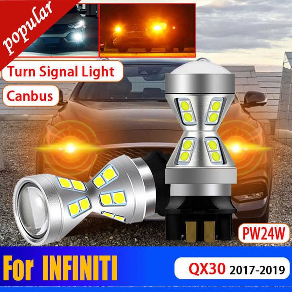 Nuovo 2x Car Pw24w Canbus Nessun errore Lampadina a led Indicatore anteriore PWY24W Indicatore di direzione Lampada di ricambio per INFINITI QX30 2017 2018 2019