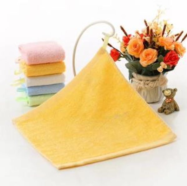 Asciugamano quadrato 25 * 25 cm Asciugamano per facce Asciugamano per bambini in tinta unita Asciugamano per mani in fibra di bambù Asciugamani con gancio Straccio per lavaggio viso assorbente Alta qualità