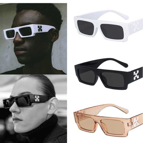 Occhiali da sole 2022 Occhiali da sole quadrati hip-hop da donna Design a foro da uomo Occhiali da sole bianchi Occhiali da sole vintage da donna blu Protezione UV