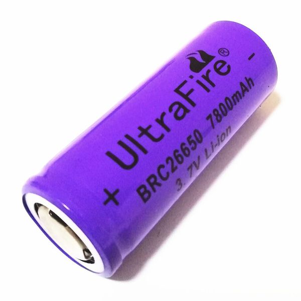 26650 7800 mAh 3,7 V Taschenlampen-Akku für Notbeleuchtung. Explosionsgeschützter Taschenlampen-Akku, Farbe Lila