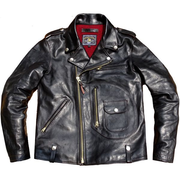 Giacca da motociclista da uomo in pelle sintetica da uomo in vera pelle di cavallo Slim Zipper Motorcycle J-24 Outfit Primavera Autunno Vintage Designer Abbigliamento 230613