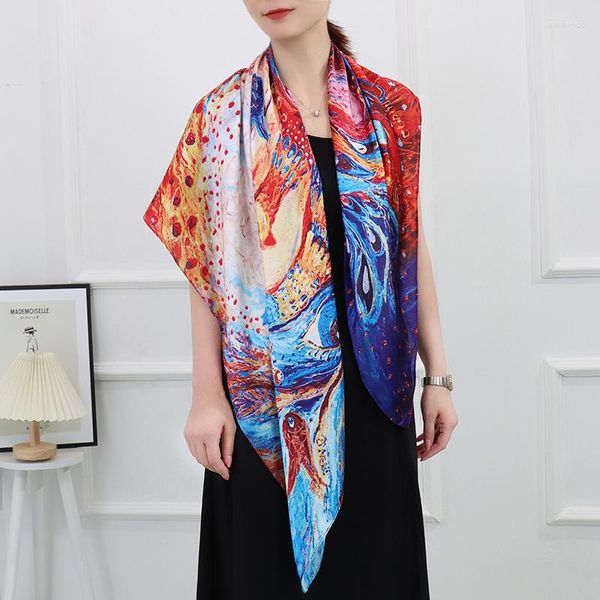 Шарфы мода 110 см женщины большая шаль для повязки на голову солнцезащитное крем.