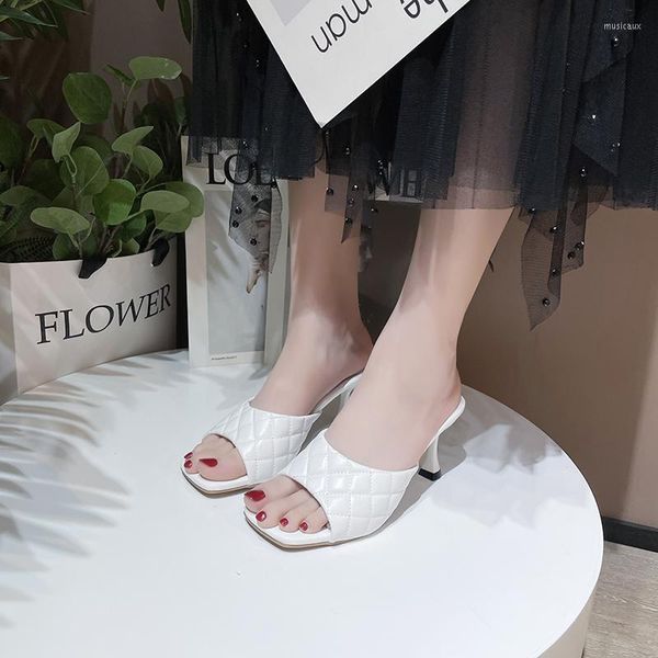 Terlik 2023 Lüks Slaytlar Kadın Yüksek Topuklular Mules Fetiş Pompalar Bireysel Dokunma Boş Zamanlı Black Ofis Bayanlar Prom Sandals Kadın Ayakkabıları