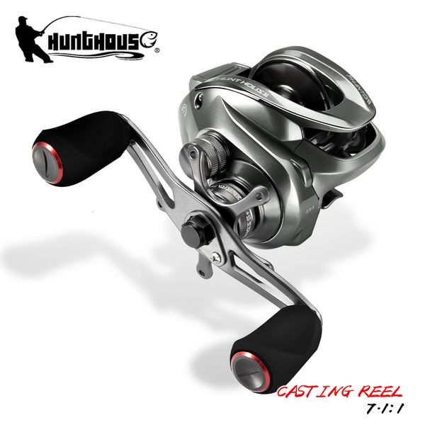 Baitcasting Reels Hunthouse Fishing Baitcast Reel Casting 7.1 1 jigging lento in acqua salata 5 1 Max Drag 8kg Rapporto di trasmissione ad alta velocità 215g Acqua dolce 230613