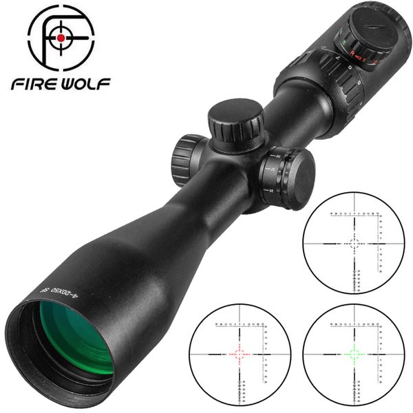 Mira telescópica FIRE WOLF 4-20x50 SF mira mira de caça com suportes