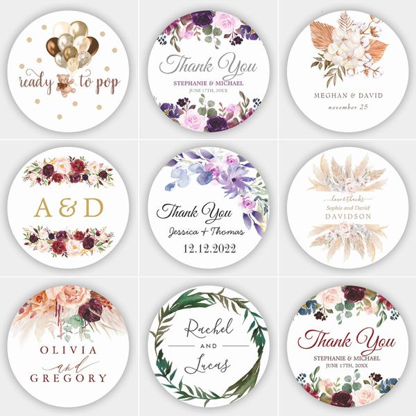 Outros materiais para festas de eventos Adesivos de casamento personalizados Adesivos de festa de aniversário Design personalizado Sua etiqueta Caixa de presente Adesivo de selo de festa de aniversário 230613