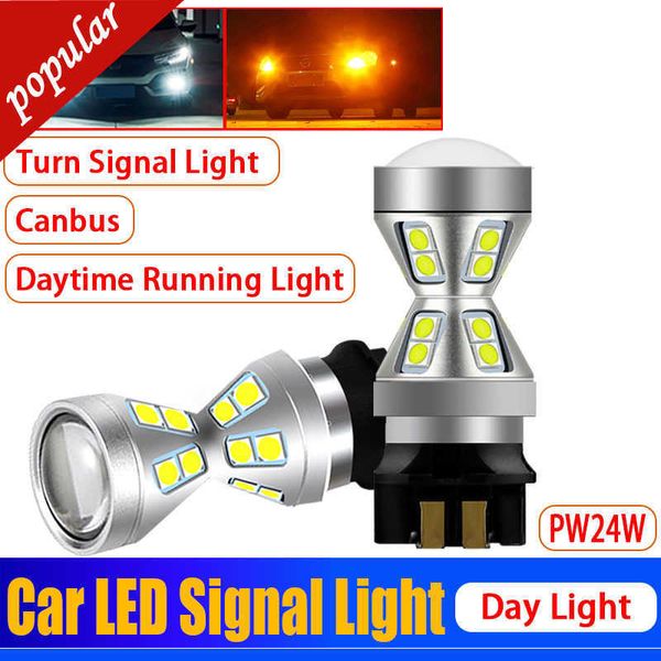 Neue 2Pcs Auto Canbus Fehler Kostenlose PW24W PWY24W LED Front Blinker Lampen Auto DRL Lampen Tagfahrlicht bernstein Gelbe Anzeige