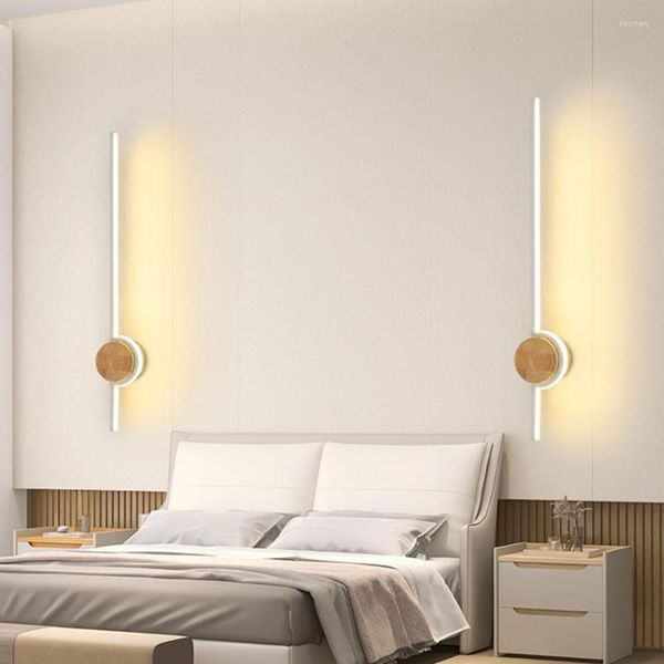 Wandleuchte Nordic Holz LED Walnussholz Lange Streifen Licht Wohnzimmer Sofa TV Hintergrund Wandleuchte Schlafzimmer Nachttisch Dekor