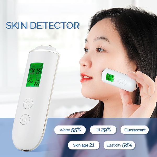 Steamer Skin Tester Face Moisture Oil Content Analyzer Water Cheek Elastic Age Test Meter Detector de Agente Fluorescente 230613
