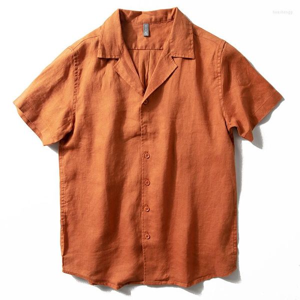 Camicie casual da uomo Camicia da uomo in puro lino manica corta estate sottile traspirante semplice bavero stile cinese mezza camicetta maschile in canapa