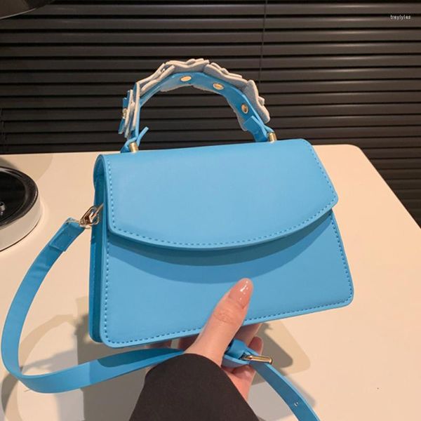 Bolsas de noite elegantes bolsas femininas para todos os jogos bolsa de ombro de couro PU tendência moda textura cor sólida rosa azul crossbody bolsa de baile